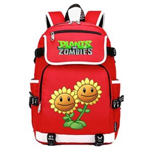 wanhongyue plants vs. zombies game cosplay schoolbag rucksack 15.6″ laptop backpack with usb charging port red / 8