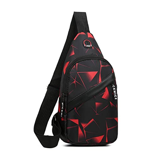 JUNYY Men Sling Backpack Sports Chest Crossbody Bag Outdoor Leisure Oxford Cloth Single Shoulder Bag(Red, Single Layer)