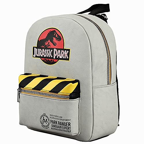 Jurassic Park Dinosaur Movie Logo Caution Tape Grey Mini Backpack