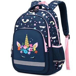 school backpack for girls boys teens, kids elementary middle school bag bookbag (unicorn)