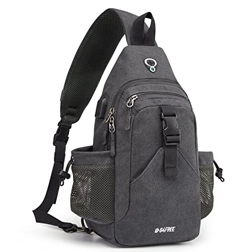 G4Free Sling Bag RFID Sling Backpack Chest Bag Crossbody Canvas Daypack for Men Women(Dark Grey)