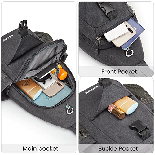 G4Free Sling Bag RFID Sling Backpack Chest Bag Crossbody Canvas Daypack for Men Women(Dark Grey)