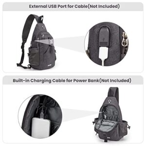 G4Free Sling Bag RFID Sling Backpack Chest Bag Crossbody Canvas Daypack for Men Women(Dark Grey)