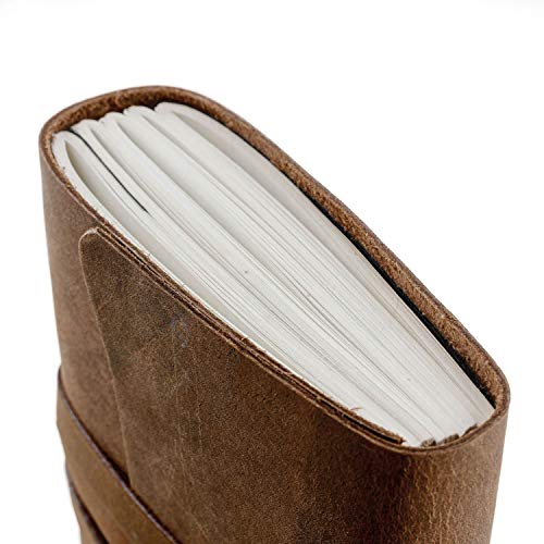 Handmade Leather Journal/Writing Notebook Diary/Bound Daily Notepad For Men & Women Unlined Paper Medium, writing pad gift for artist, sketch (Brown Tan, 7 x 5)