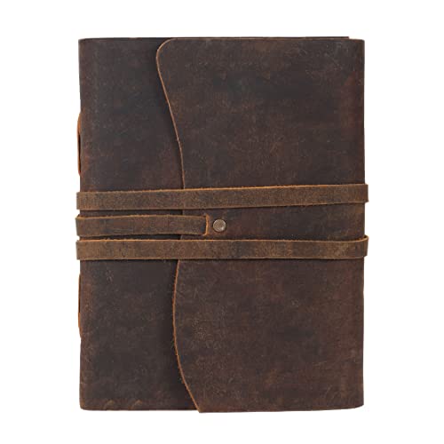 Handmade Leather Journal/Writing Notebook Diary/Bound Daily Notepad For Men & Women Unlined Paper Medium, writing pad gift for artist, sketch (Brown Tan, 7 x 5)