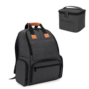 luxja breast pump backpack and a breastmilk cooler bag bundle, black