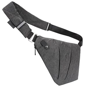 kosmcco smell proof sling bag, unisex activated carbon lining over the shoulder sling smell proof bag chest bag for travel, grey