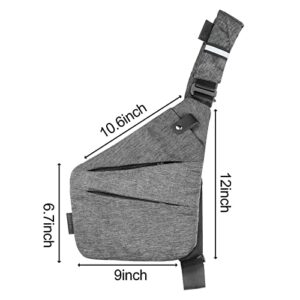 KOSMCCO Smell Proof Sling Bag, Unisex Activated Carbon Lining Over the Shoulder Sling Smell Proof Bag Chest Bag for Travel, Grey