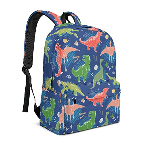 Ewobicrt Blue Dinosaurs Backpack 16.7 inch Large Cute Laptop Bag Casual Daypack Bookbag for Work Travel Camping