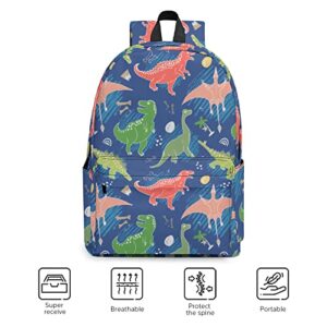 Ewobicrt Blue Dinosaurs Backpack 16.7 inch Large Cute Laptop Bag Casual Daypack Bookbag for Work Travel Camping