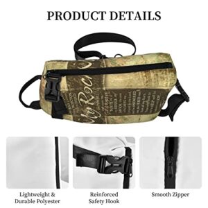 Ykklima Christian Religious Bible Verse The Lord is My Rock Pattern Sling Backpack Rope Crossbody Shoulder Bag for Men Women Travel Hiking Outdoor Daypack