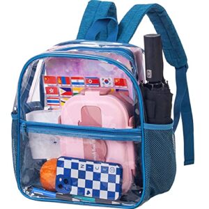 Clear Backpack 12x12x6 Stadium Approved, Transparent Mini Bookbag, Small Heavy Duty See Through Small Bag - Blue
