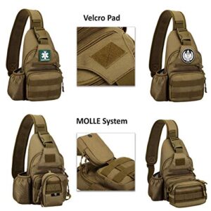 Tactical Military Chest Sling Bag Water Resistant MOLLE Shoulder Backpack Mens One Strap Daypack with Water Bottle Holder