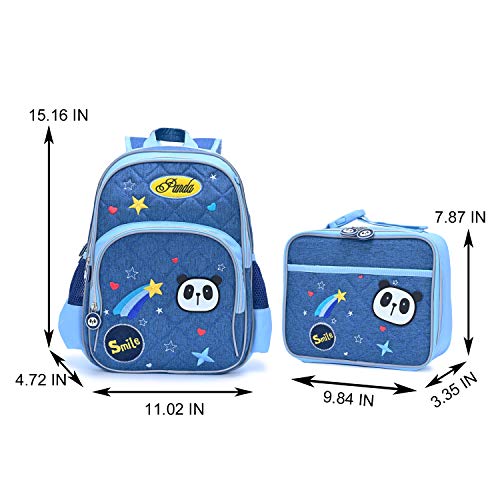 Abshoo Cute Lightweight Panda Kids School Bookbag For Elementary Kindergarten Girls Backpacks With Lunch Bag (Blue Panda Set)