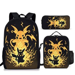 quzveed cartoon school backpacks 3 piece students bookbags set laptop backpack with shoulder lunch bag and pencil case