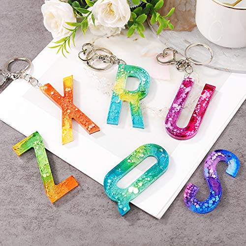 LET'S RESIN Alphabet Keychain Molds with Hole, Large Alphabet Resin Silicone Molds for Epoxy, Resin Letter Molds for Keychain Jewelry Pendant Making