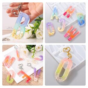LET'S RESIN Alphabet Keychain Molds with Hole, Large Alphabet Resin Silicone Molds for Epoxy, Resin Letter Molds for Keychain Jewelry Pendant Making