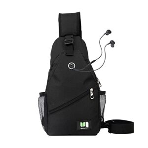 YOUNGNEON Sling Bag Anti-Theft Crossbody - Shoulder Backpack Chest Backpacks Waterproof Black/Grey Small Bags Mens Women Casual Daypack for Hiking Bicycle Sport (CS005, Black)