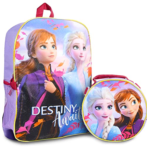 Disney Frozen Backpack and Lunch Bag School Supplies Set - Bundle with Frozen Backpack, Lunch Box, Water Bottle, Frozen Notebook, Stationery, More | Frozen School Supplies for Girls