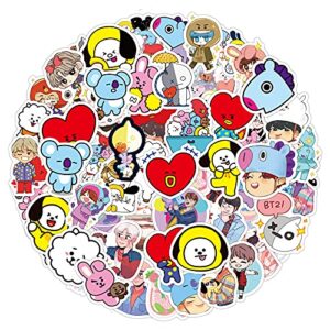 YEESACG - BTS Kpop Stickers | 61 Pack | Cute Bangtan Album Bomb | Cartoon Waterproof Vinyl for Water Bottle,Laptop,Skateboard,Luggage,Phone,Moto Korea Group for Teens Girls Fans (BTS-61)