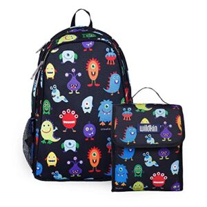 wildkin 15 inch kids backpack bundle with lunch bag (monsters)