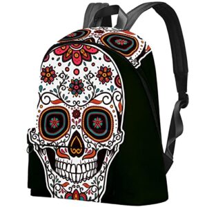 large canvas backpack ornate sugar skull-01 college school men & women