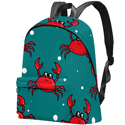 Cartoon Red Carb Pattern Blue Color Large Canvas Backpack College School Men & Women