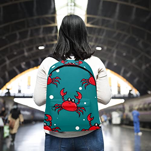 Cartoon Red Carb Pattern Blue Color Large Canvas Backpack College School Men & Women