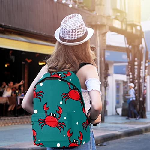 Cartoon Red Carb Pattern Blue Color Large Canvas Backpack College School Men & Women