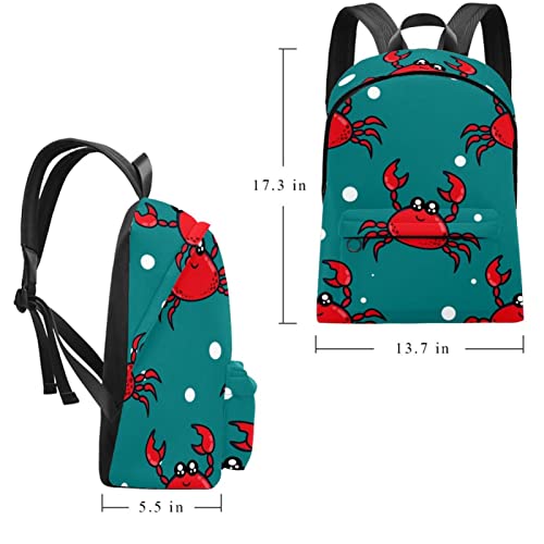 Cartoon Red Carb Pattern Blue Color Large Canvas Backpack College School Men & Women