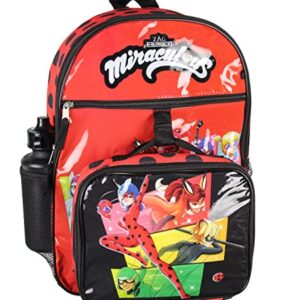 Miraculous Tales of Ladybug & Cat Noir Characters 5 PC Backpack Lunchbox Icepack Water Bottle