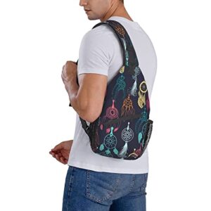 Ethnic Dream Catcher Chest Bag Sling Backpack Travel Hiking Daypack Casual Chest Bag for Men Women