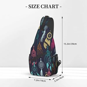 Ethnic Dream Catcher Chest Bag Sling Backpack Travel Hiking Daypack Casual Chest Bag for Men Women