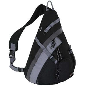 hbag 20″ crossbody sling backpack single strap school travel sports shoulder bag, black