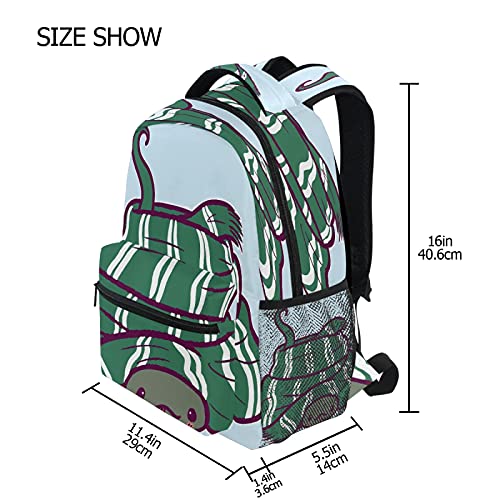 Cute Animal Snake School Backpack for Teen Girls Boys Lightweight Student Backpack Travel Bookbag Laptop Casual Daypack