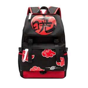 vanlison canvas backpack shoulder bag rucksack school backpack anime backpack black red
