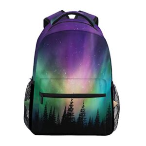 Northern Lights Aurora Borealis Backpack Waterproof School Shoulder Bag Gym Backpack Blue Mountain Laptop Bag Casual Day Pack Outdoor Travel Sports Bags for Women Men Kids