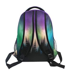 Northern Lights Aurora Borealis Backpack Waterproof School Shoulder Bag Gym Backpack Blue Mountain Laptop Bag Casual Day Pack Outdoor Travel Sports Bags for Women Men Kids