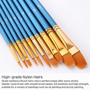 Foeran Paint Brushes Set,30 Pcs Round Pointed Tip Paintbrushes Nylon Hair Artist Acrylic Paint Brushes for Acrylic Oil Watercolor,Face Nail Art,Miniature Detailing and Rock Painting