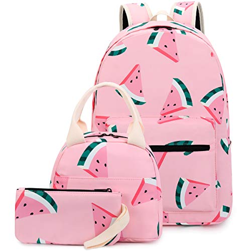 CAMTOP Teen Girls Backpack for School Kids Backpack with Lunch Bag Watermelon Bookbag Set (Y0080-3 Watermelon-Pink)