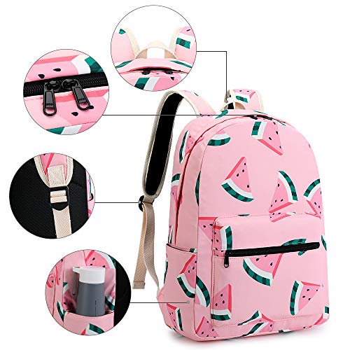 CAMTOP Teen Girls Backpack for School Kids Backpack with Lunch Bag Watermelon Bookbag Set (Y0080-3 Watermelon-Pink)