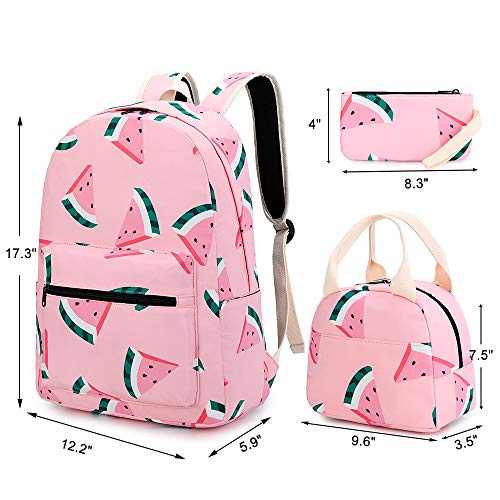 CAMTOP Teen Girls Backpack for School Kids Backpack with Lunch Bag Watermelon Bookbag Set (Y0080-3 Watermelon-Pink)