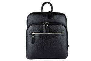 zinda genuine leathers unisex city backpack tablet compatible multiple pockets bookbag satchel daypack (black)