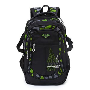rbygpl boys backpack elementary bookbag waterproof junior high school bag lightweight (green)