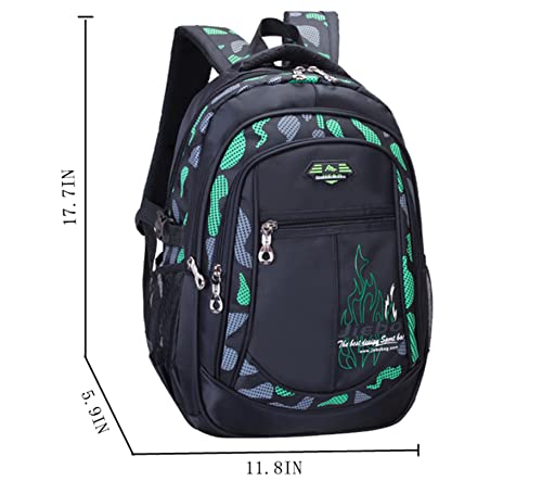 RBYGPL Boys Backpack Elementary Bookbag Waterproof Junior High School Bag Lightweight (green)