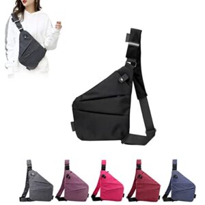 jiafagxu unisex personal flex bag, fashion anti-thief slim sling bag,waterproof multipurpose crossbody backpack for outdoor (black,right hand)