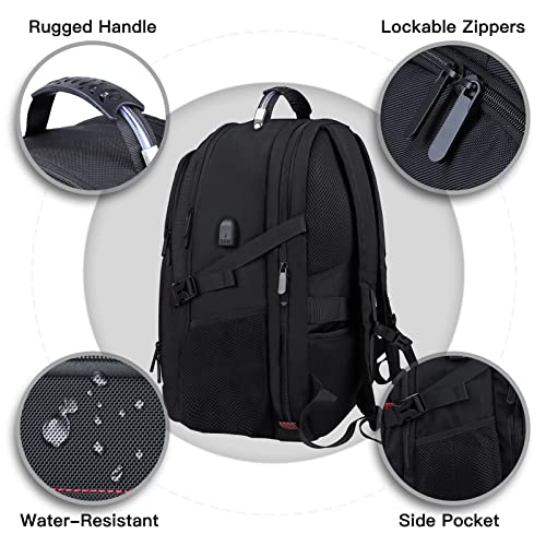 ANTERK Extra Large Backpack, Laptop Backpack, Travel Backpack, Durable TSA Water Resistant 17.3 Inch Carry on Backpack with USB Port, Anti Theft Business Computer Backpack Gifts for Men Women, Black