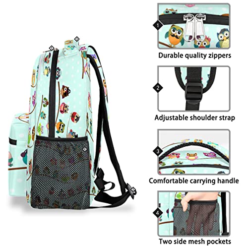 Owl Kids Backpack for Boys Girls, Cute Animal Lightweight School Backpack Bookbags Elementary Toddler School Bags 14 inch Laptop Backpacks Casual Daypack