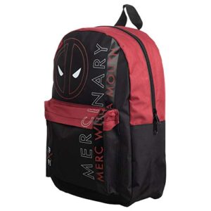 merc with a mouth deadpool comic book red & black backpack