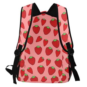 Strawberry Fruit School Backpack Waterproof Shoulder Bookbag Travel Bag Casual Daypack for Boys Girls One Size